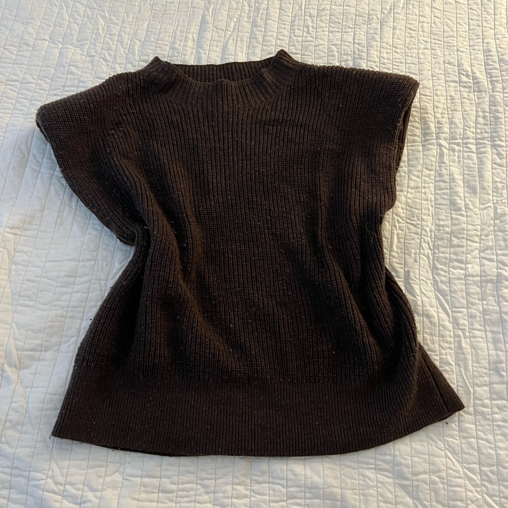 Babaton 2XL Sleeveless Sweater with Shoulder Pads Dark Brown